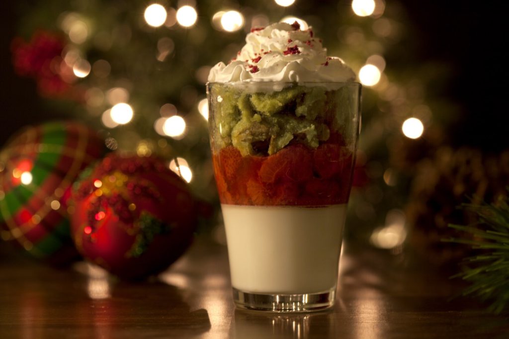 Christmas parfait that's red, green, and white