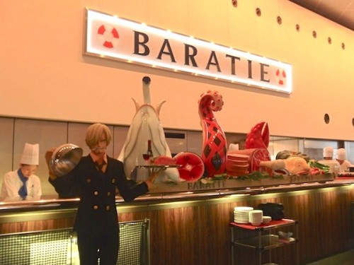Interior of One Piece themed cafe named "Baratie".