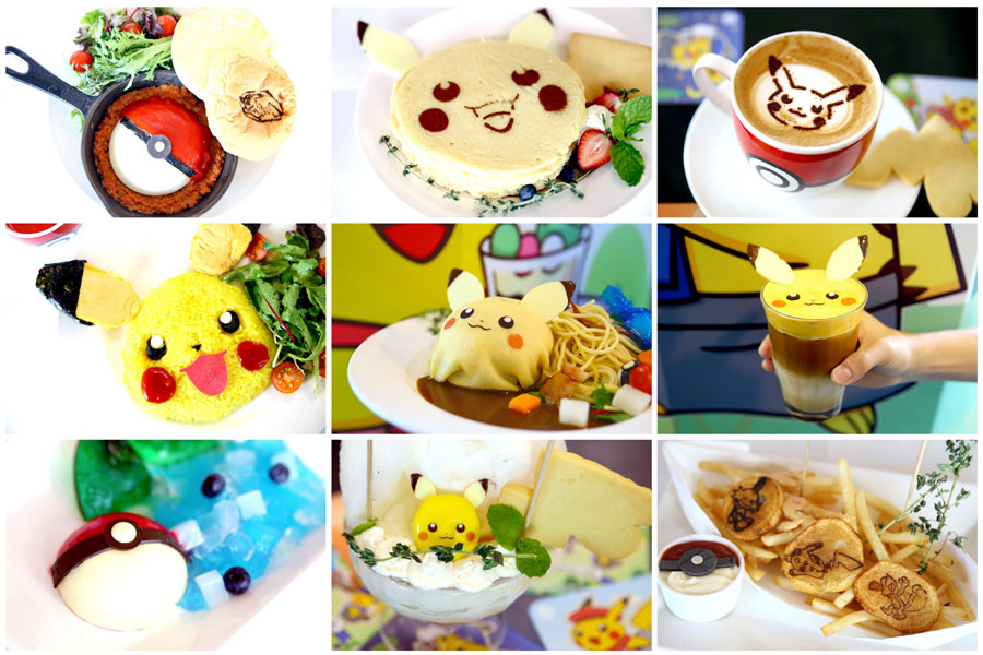Various dishes with Pokemon motifs