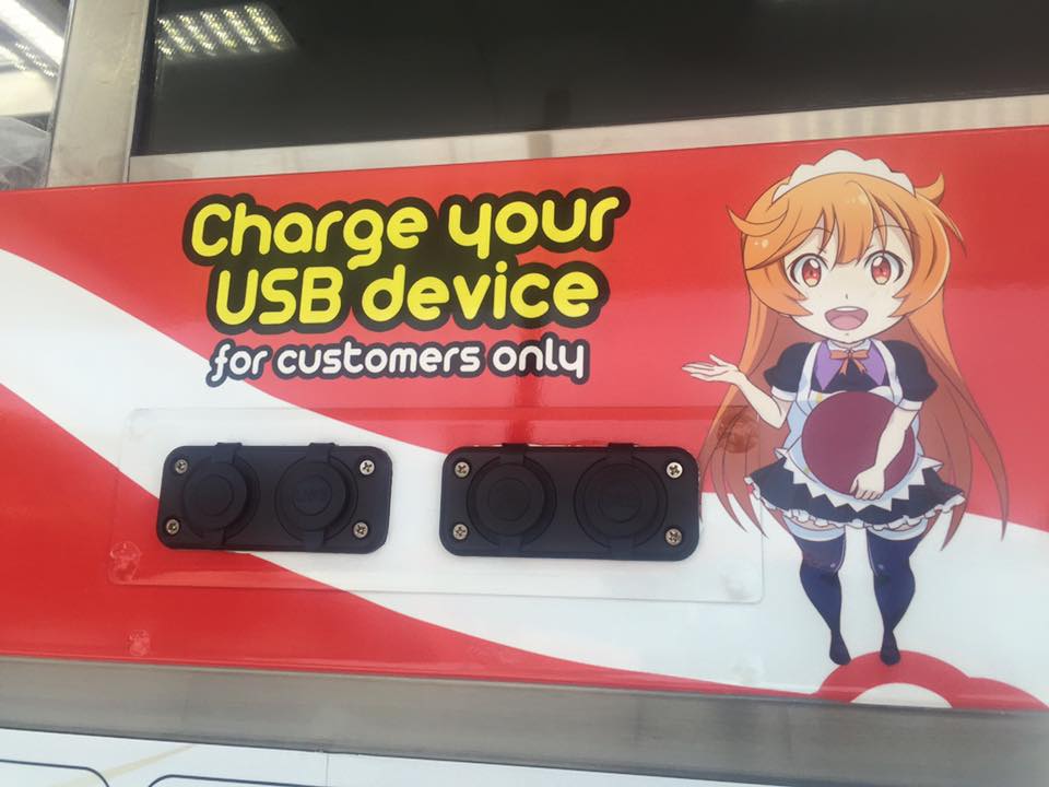 USB charging station on the truck for customers