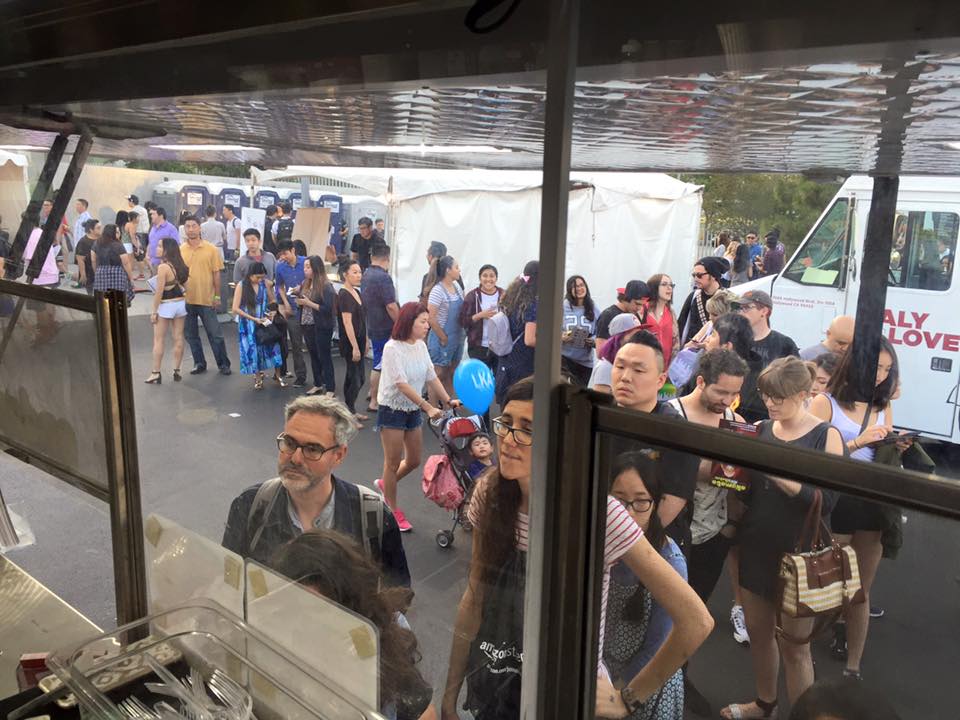 View of line of customers from the truck