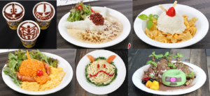 Various dishes from Gundam Cafe