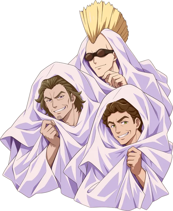 Ted and the Friendly Burger crew hiding under ghost sheets