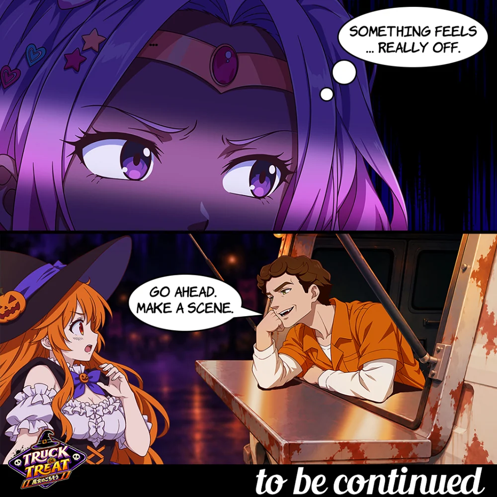 Part One, page 3: Iris senses something is off and the truck guy dares Haru to make a scene